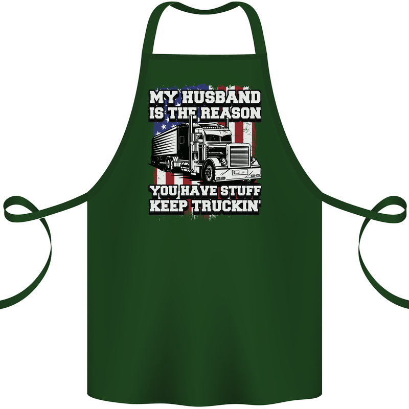 Truck Driver Funny USA Flag Lorry Driver Cotton Apron 100% Organic Forest Green