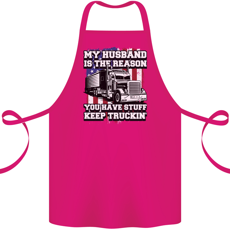 Truck Driver Funny USA Flag Lorry Driver Cotton Apron 100% Organic Pink