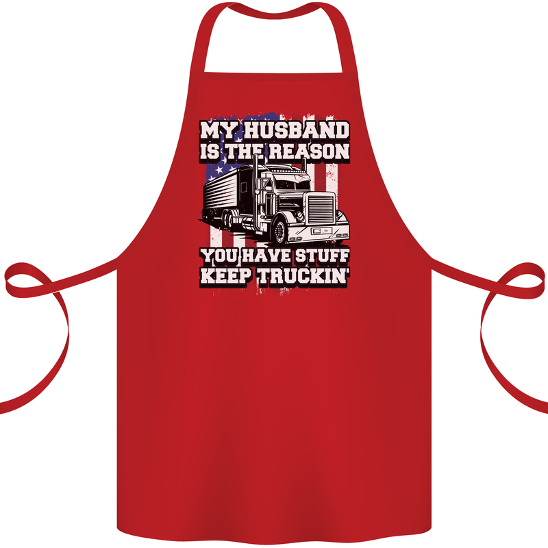 Truck Driver Funny USA Flag Lorry Driver Cotton Apron 100% Organic Red
