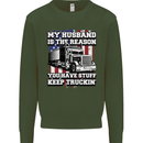 Truck Driver Funny USA Flag Lorry Driver Kids Sweatshirt Jumper Forest Green