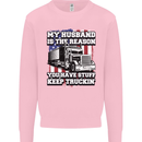 Truck Driver Funny USA Flag Lorry Driver Kids Sweatshirt Jumper Light Pink