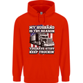 Truck Driver Funny USA Flag Lorry Driver Mens 80% Cotton Hoodie Bright Red