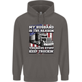 Truck Driver Funny USA Flag Lorry Driver Mens 80% Cotton Hoodie Charcoal