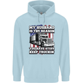 Truck Driver Funny USA Flag Lorry Driver Mens 80% Cotton Hoodie Light Blue
