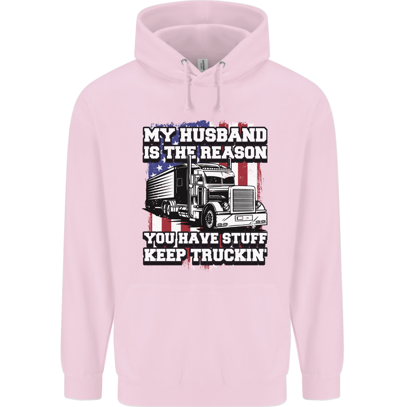 Truck Driver Funny USA Flag Lorry Driver Mens 80% Cotton Hoodie Light Pink