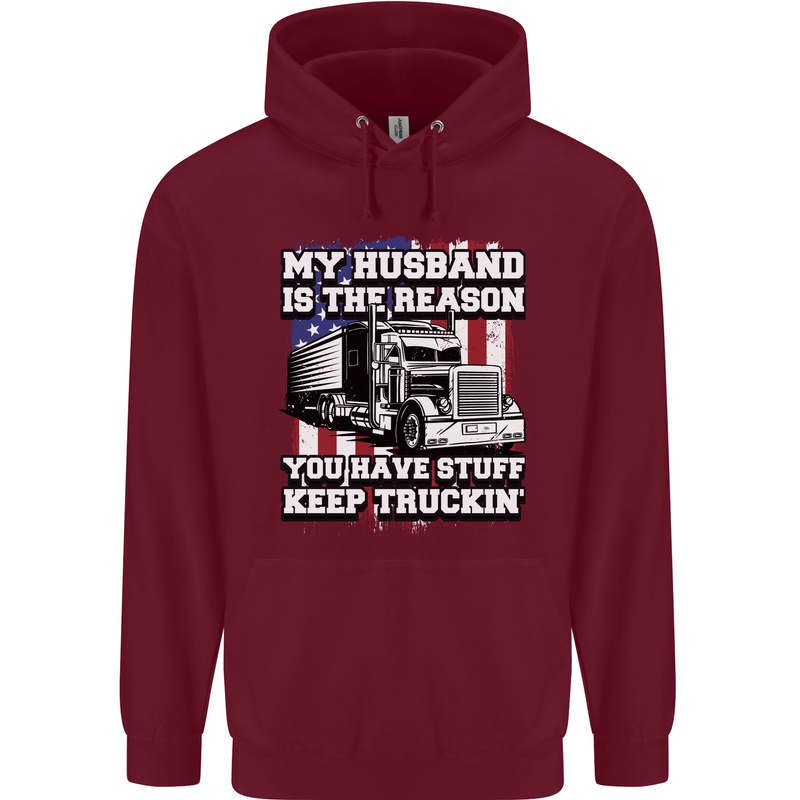 Truck Driver Funny USA Flag Lorry Driver Mens 80% Cotton Hoodie Maroon