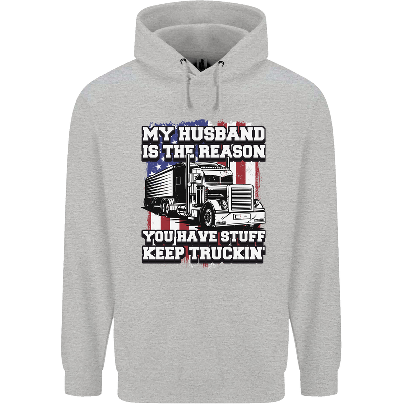 Truck Driver Funny USA Flag Lorry Driver Mens 80% Cotton Hoodie Sports Grey