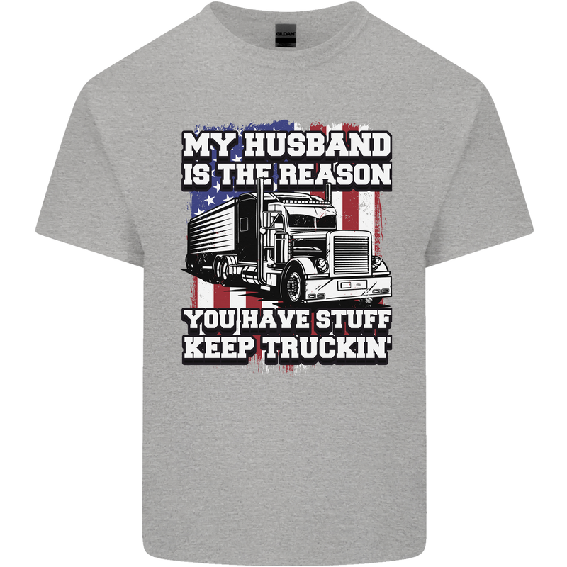 Truck Driver Funny USA Flag Lorry Driver Mens Cotton T-Shirt Tee Top Sports Grey