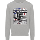 Truck Driver Funny USA Flag Lorry Driver Mens Sweatshirt Jumper Sports Grey