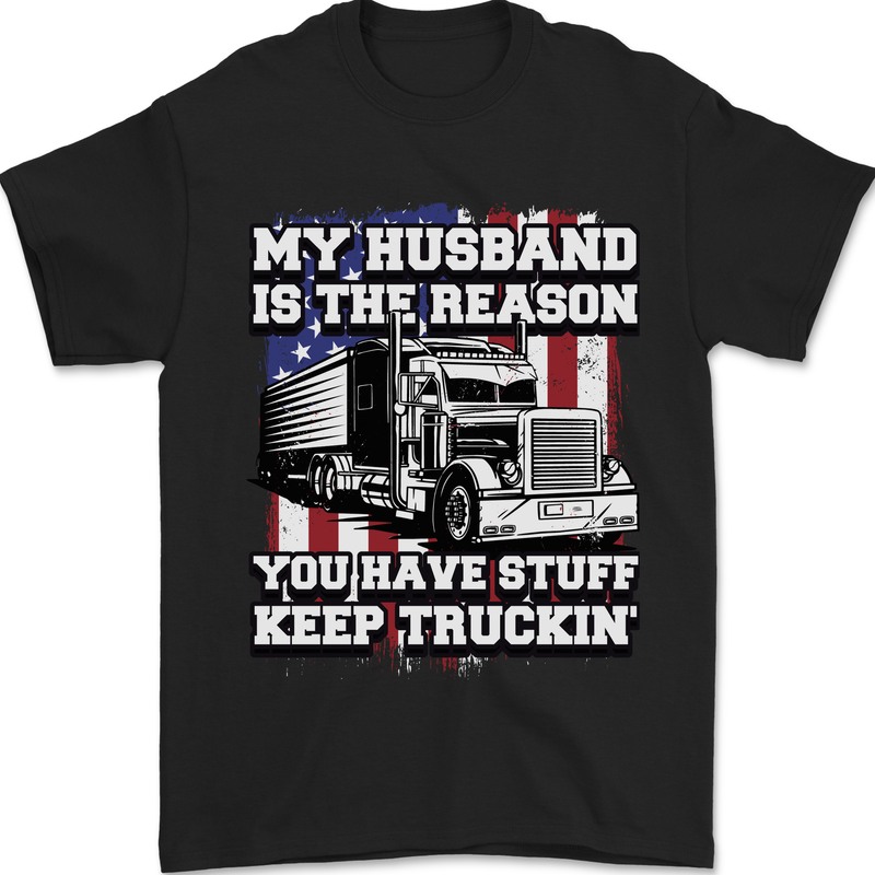 Truck Driver Funny USA Flag Lorry Driver Mens T-Shirt 100% Cotton Black