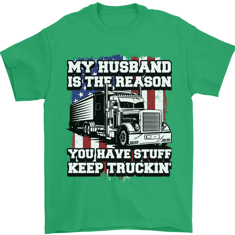 Truck Driver Funny USA Flag Lorry Driver Mens T-Shirt 100% Cotton Irish Green