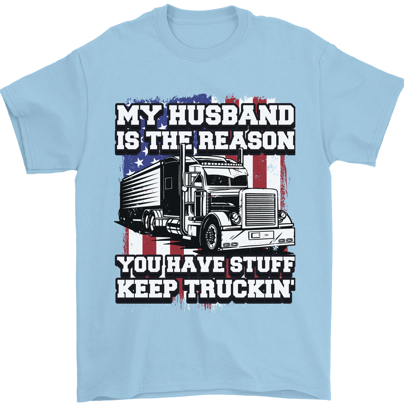 Truck Driver Funny USA Flag Lorry Driver Mens T-Shirt 100% Cotton Light Blue