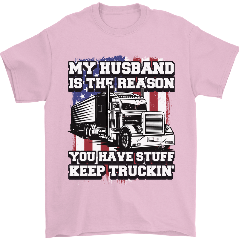 Truck Driver Funny USA Flag Lorry Driver Mens T-Shirt 100% Cotton Light Pink