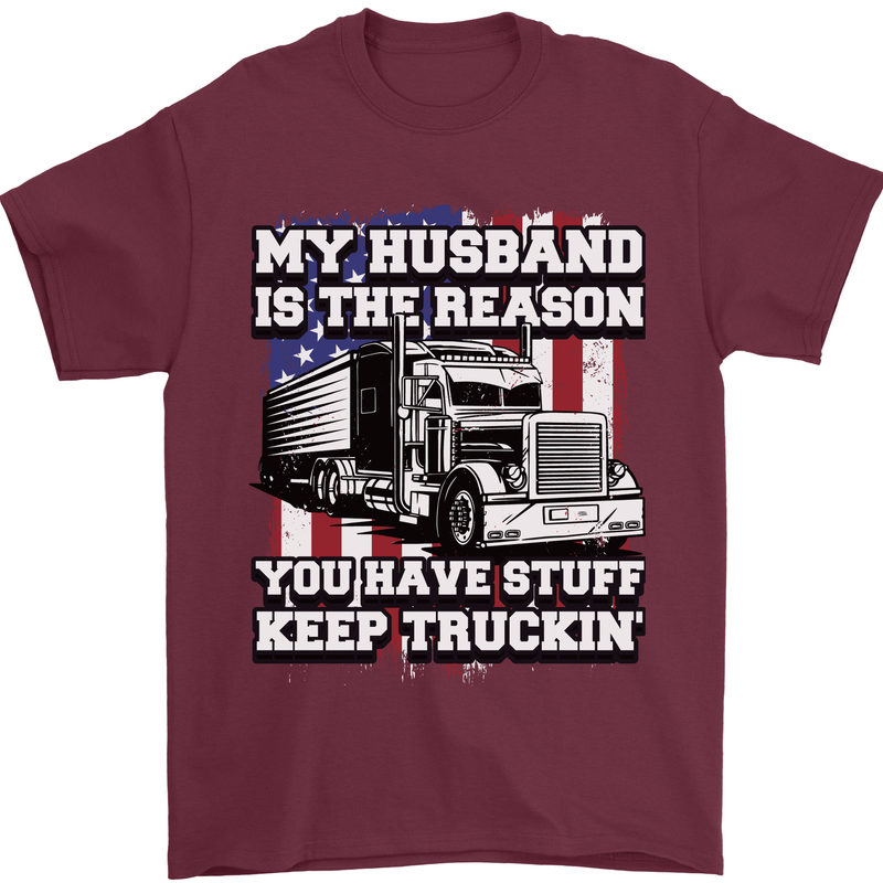 Truck Driver Funny USA Flag Lorry Driver Mens T-Shirt 100% Cotton Maroon