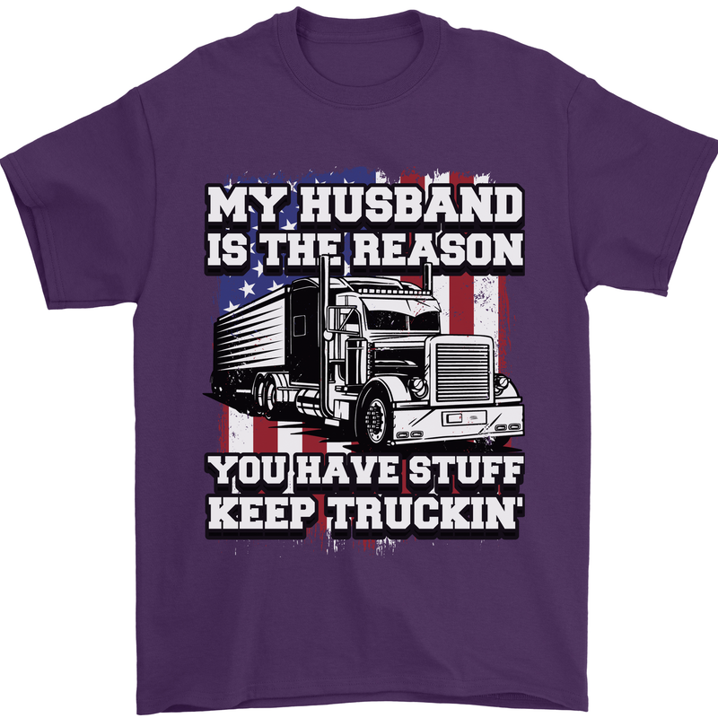 Truck Driver Funny USA Flag Lorry Driver Mens T-Shirt 100% Cotton Purple