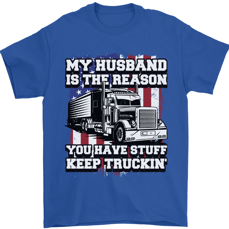 Truck Driver Funny USA Flag Lorry Driver Mens T-Shirt 100% Cotton Royal Blue
