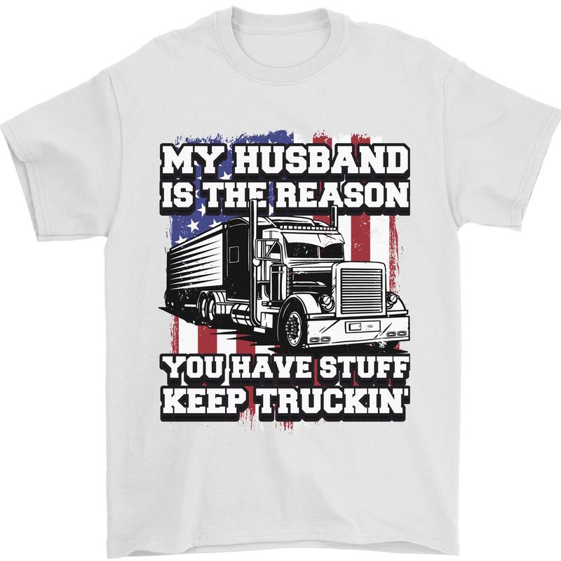 Truck Driver Funny USA Flag Lorry Driver Mens T-Shirt 100% Cotton White