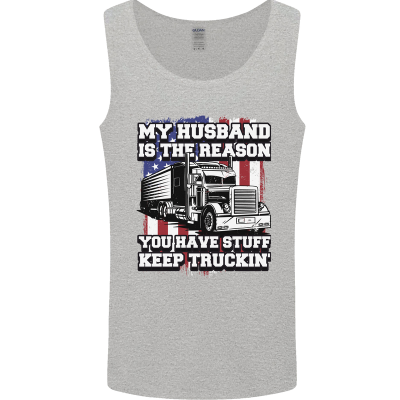 Truck Driver Funny USA Flag Lorry Driver Mens Vest Tank Top Sports Grey