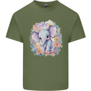 Trunk Love Cute Elephant Mens Cotton T-Shirt Tee Top Military Green