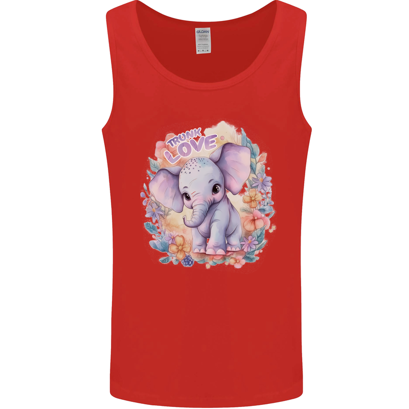 Trunk Love Cute Elephant Mens Vest Tank Top Red