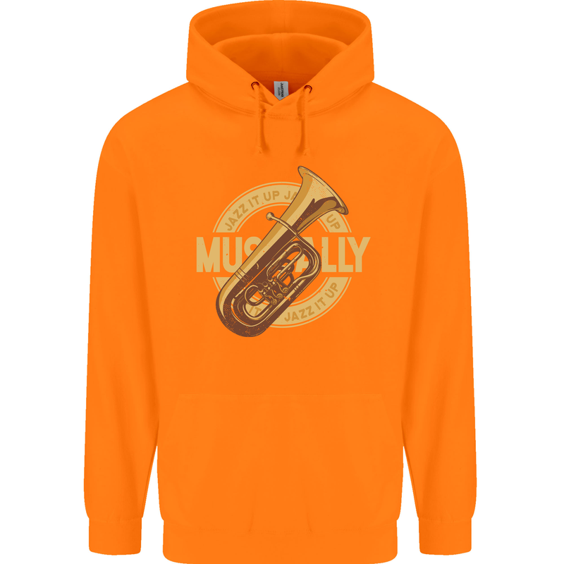 Tuba Brass Musical Instrument Jazz Childrens Kids Hoodie Orange