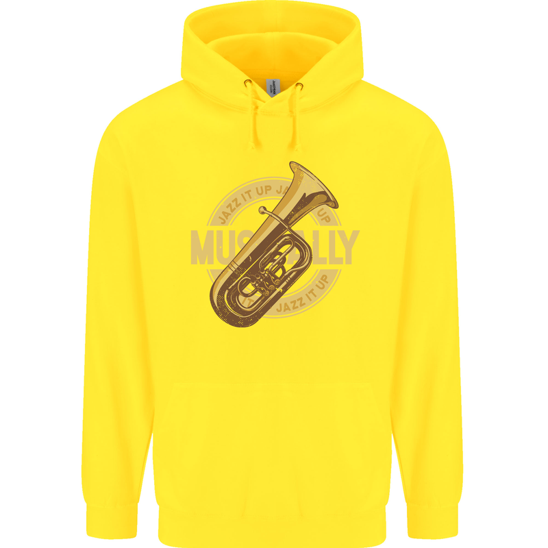 Tuba Brass Musical Instrument Jazz Childrens Kids Hoodie Yellow