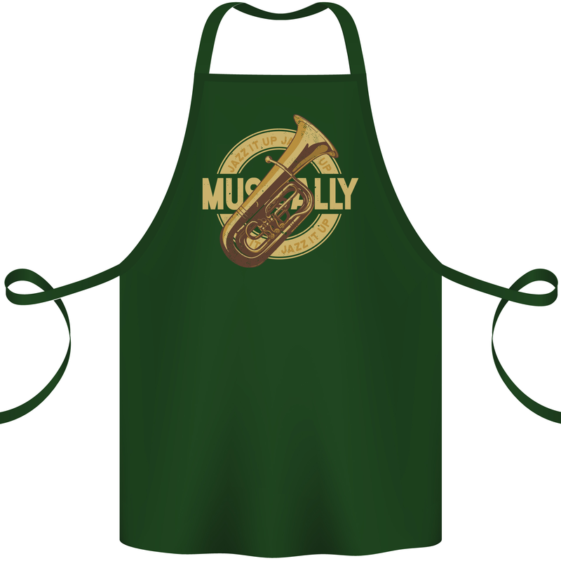 Tuba Brass Musical Instrument Jazz Cotton Apron 100% Organic Forest Green