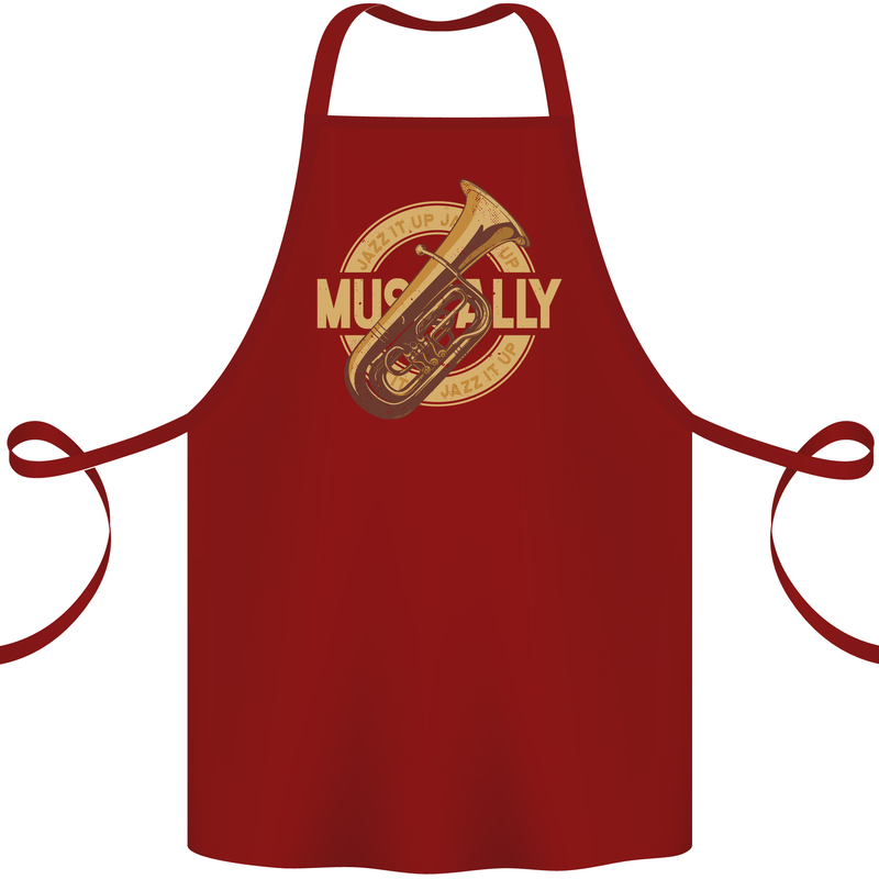 Tuba Brass Musical Instrument Jazz Cotton Apron 100% Organic Maroon