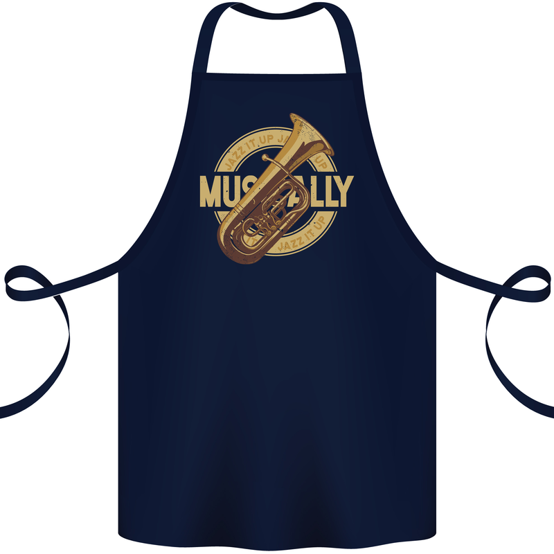 Tuba Brass Musical Instrument Jazz Cotton Apron 100% Organic Navy Blue