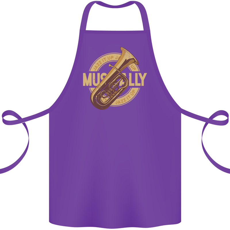 Tuba Brass Musical Instrument Jazz Cotton Apron 100% Organic Purple