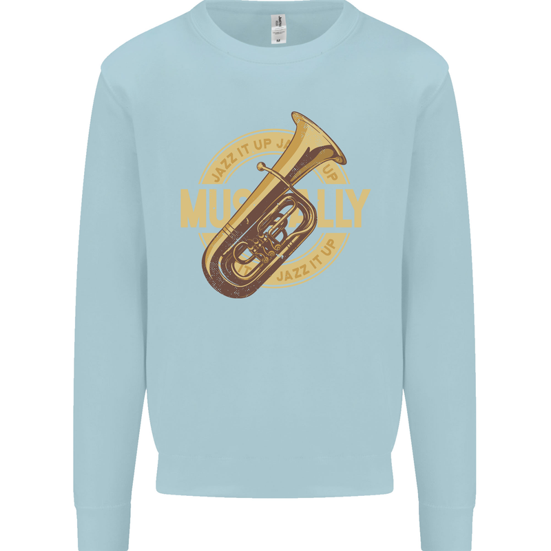 Tuba Brass Musical Instrument Jazz Kids Sweatshirt Jumper Light Blue