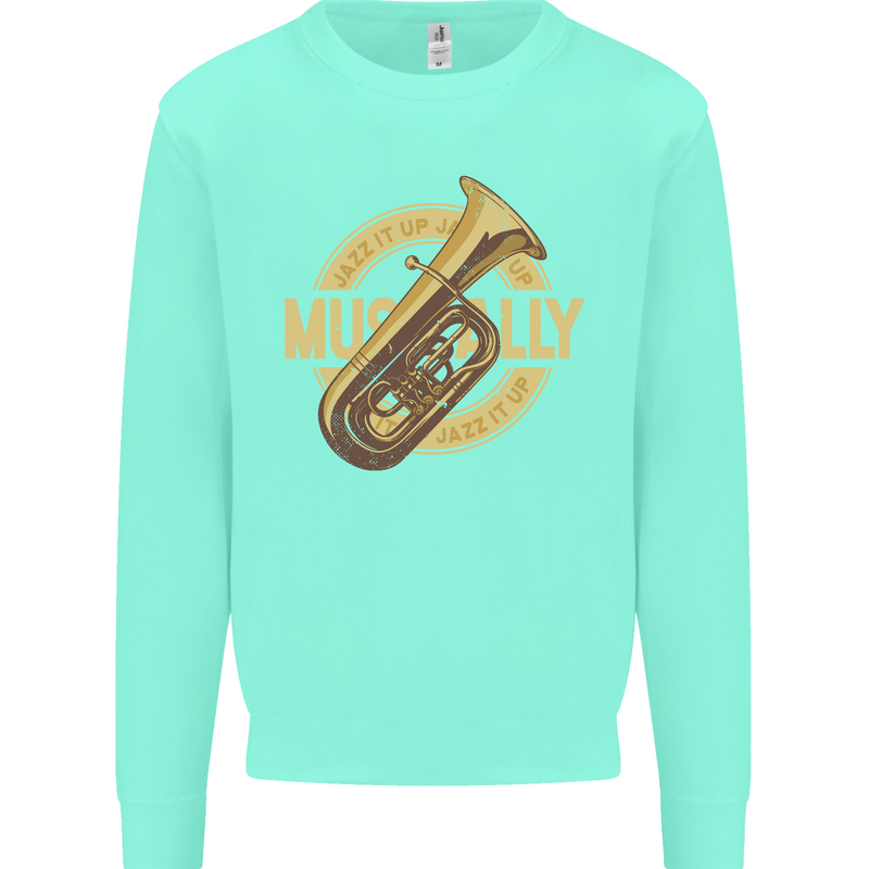 Tuba Brass Musical Instrument Jazz Kids Sweatshirt Jumper Peppermint