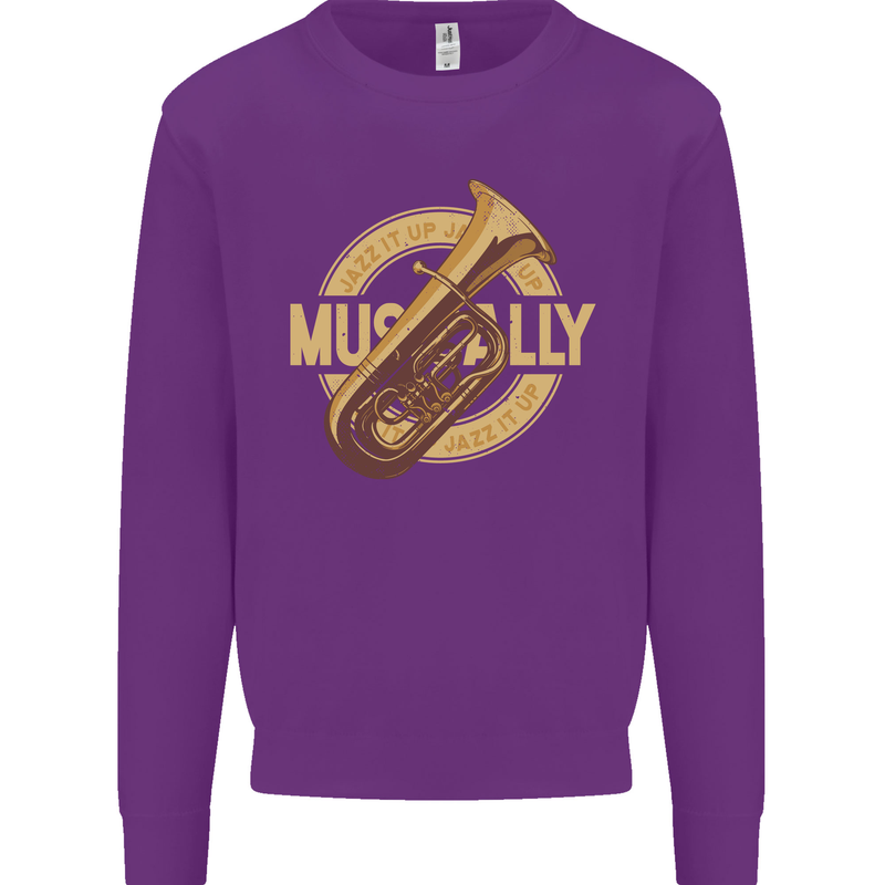 Tuba Brass Musical Instrument Jazz Kids Sweatshirt Jumper Purple