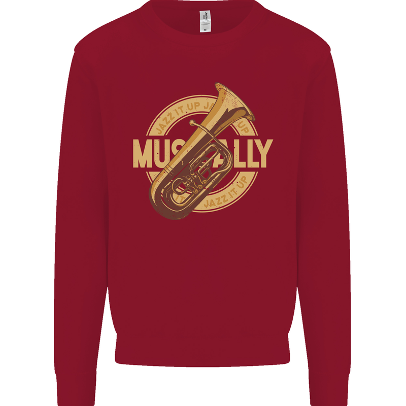 Tuba Brass Musical Instrument Jazz Kids Sweatshirt Jumper Red