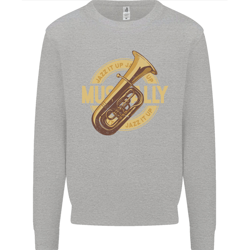 Tuba Brass Musical Instrument Jazz Kids Sweatshirt Jumper Sports Grey