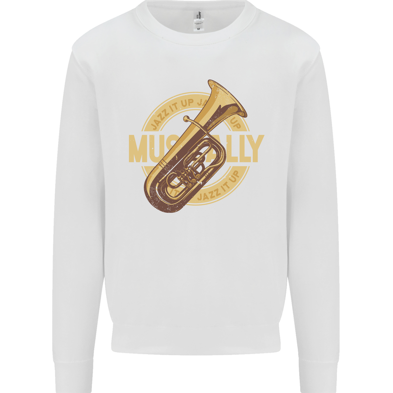 Tuba Brass Musical Instrument Jazz Kids Sweatshirt Jumper White