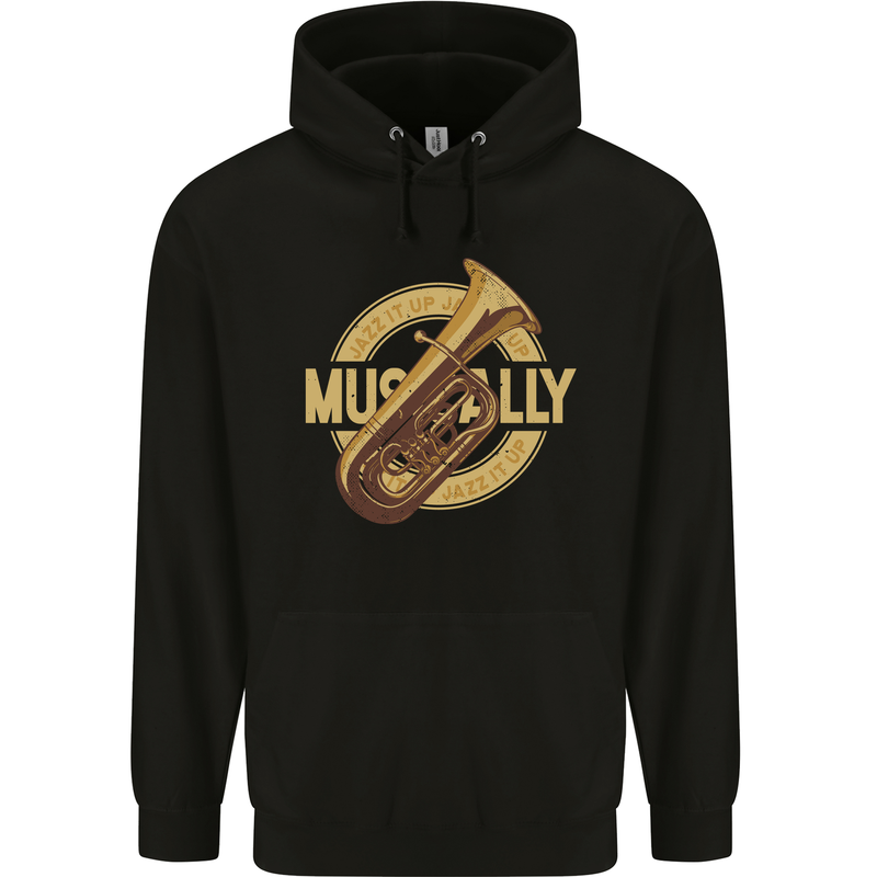 Tuba Brass Musical Instrument Jazz Mens 80% Cotton Hoodie Black