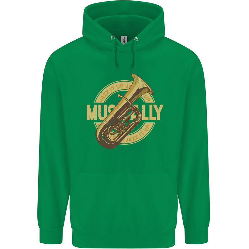 Tuba Brass Musical Instrument Jazz Mens 80% Cotton Hoodie Irish Green