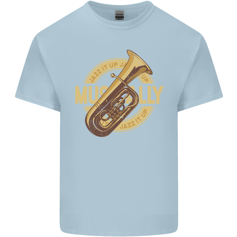 Tuba Brass Musical Instrument Jazz Mens Cotton T-Shirt Tee Top Light Blue