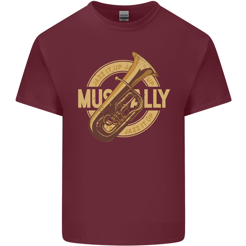 Tuba Brass Musical Instrument Jazz Mens Cotton T-Shirt Tee Top Maroon