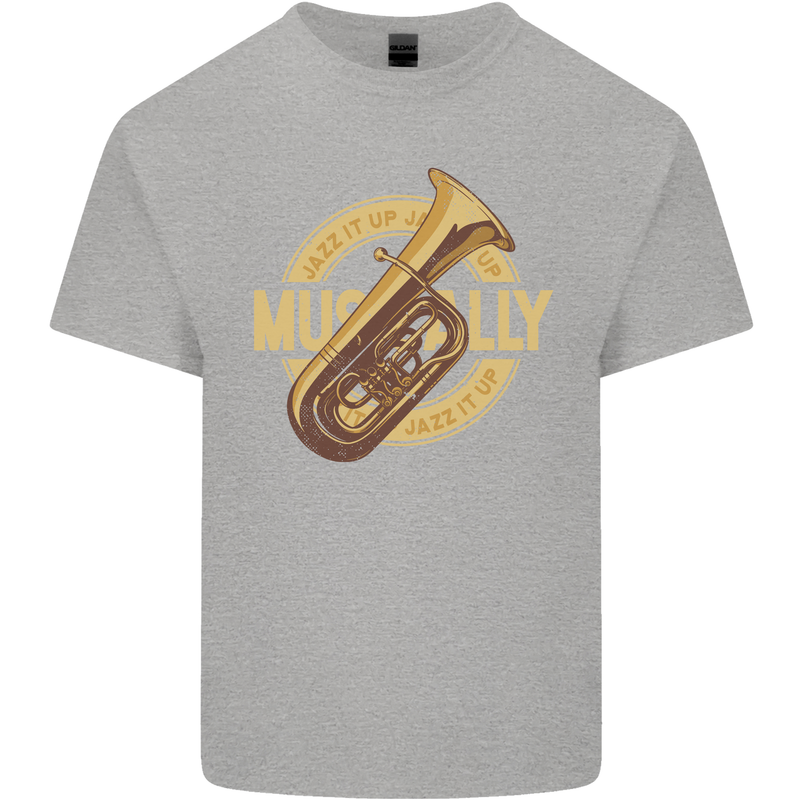 Tuba Brass Musical Instrument Jazz Mens Cotton T-Shirt Tee Top Sports Grey