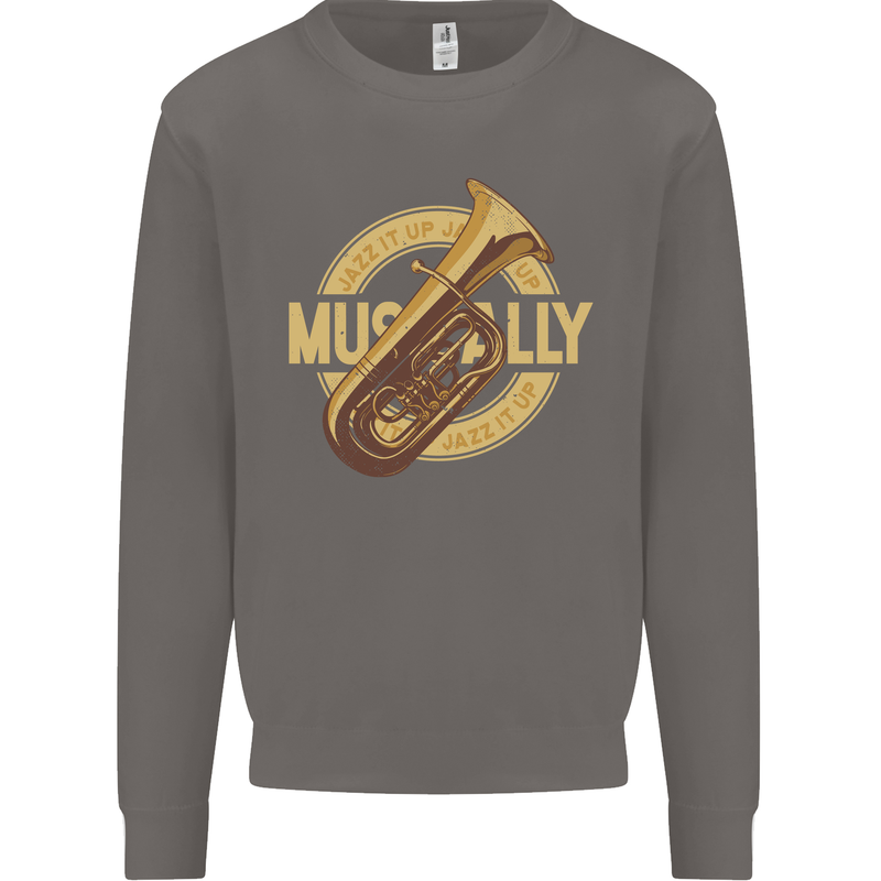 Tuba Brass Musical Instrument Jazz Mens Sweatshirt Jumper Charcoal