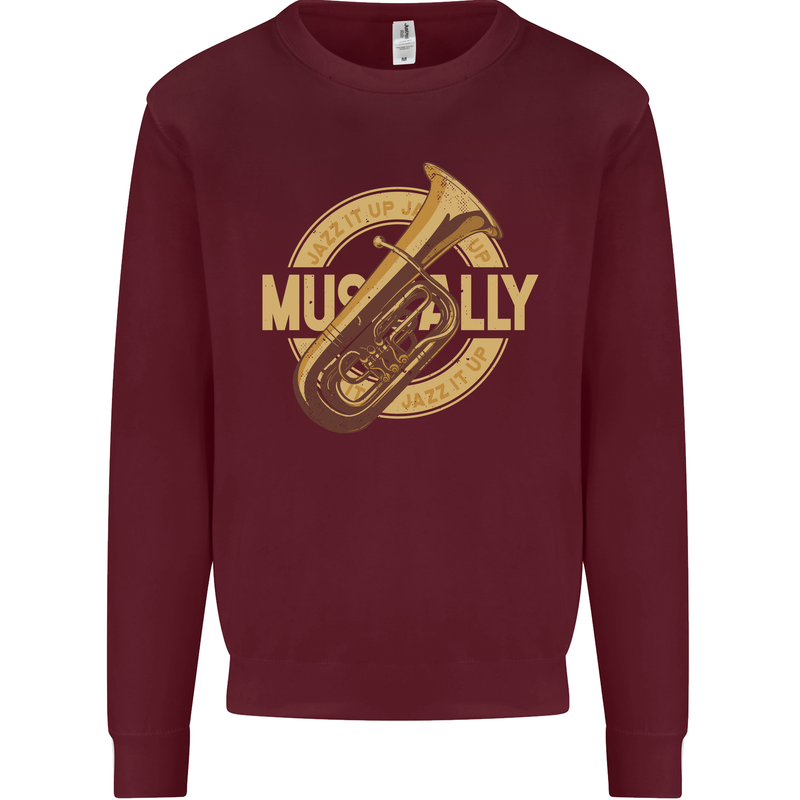 Tuba Brass Musical Instrument Jazz Mens Sweatshirt Jumper Maroon