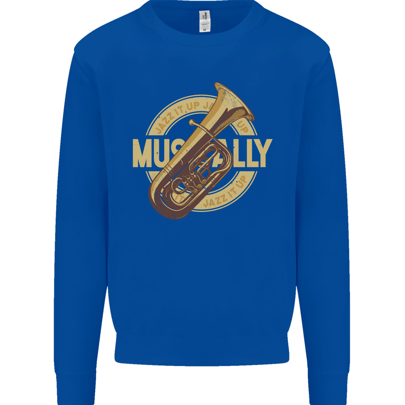 Tuba Brass Musical Instrument Jazz Mens Sweatshirt Jumper Royal Blue