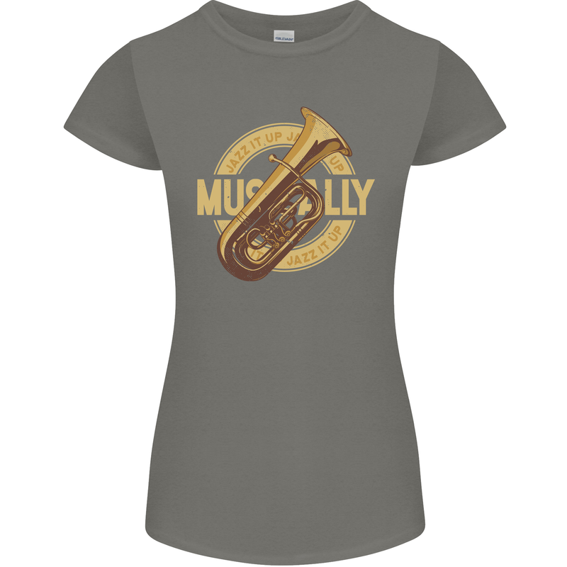 Tuba Brass Musical Instrument Jazz Womens Petite Cut T-Shirt Charcoal