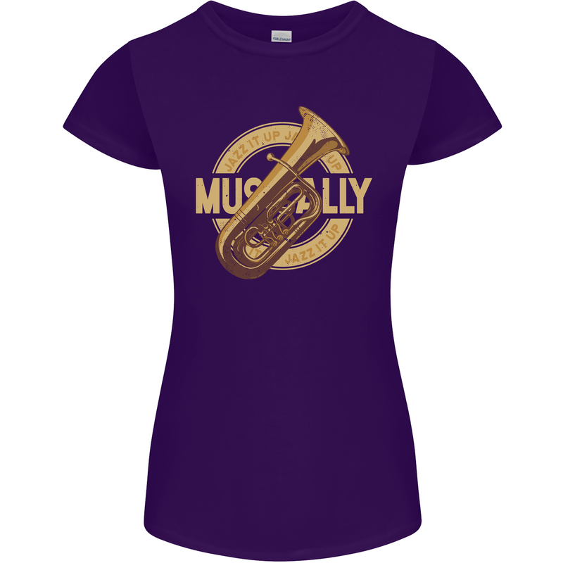 Tuba Brass Musical Instrument Jazz Womens Petite Cut T-Shirt Purple