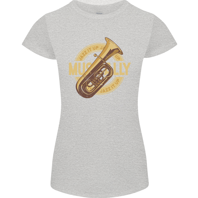 Tuba Brass Musical Instrument Jazz Womens Petite Cut T-Shirt Sports Grey