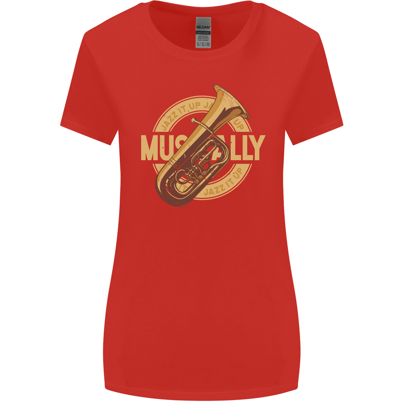 Tuba Brass Musical Instrument Jazz Womens Wider Cut T-Shirt Red