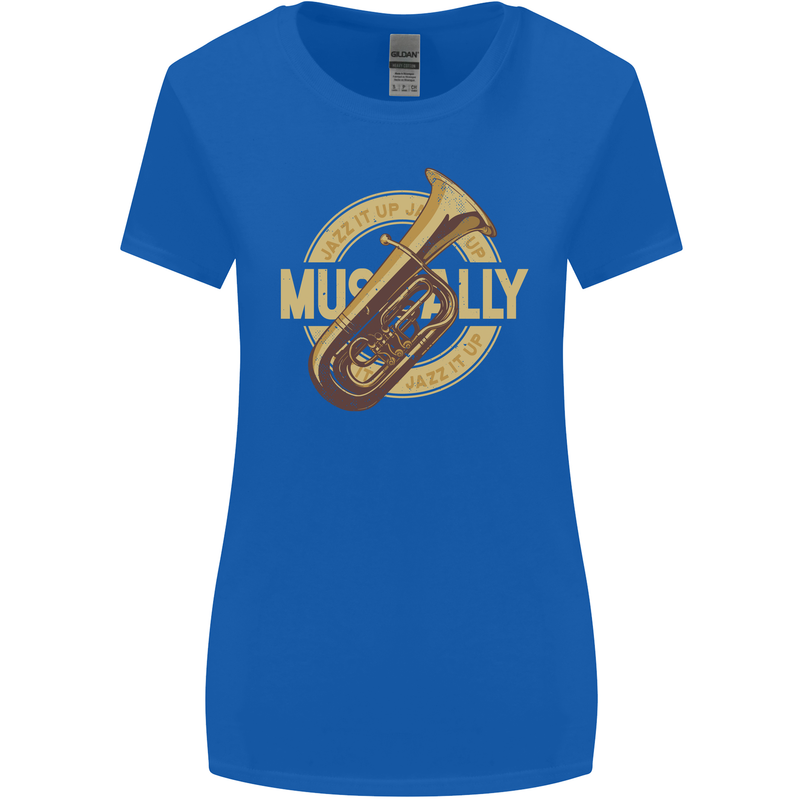 Tuba Brass Musical Instrument Jazz Womens Wider Cut T-Shirt Royal Blue