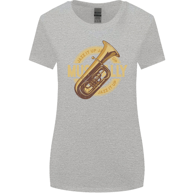 Tuba Brass Musical Instrument Jazz Womens Wider Cut T-Shirt Sports Grey